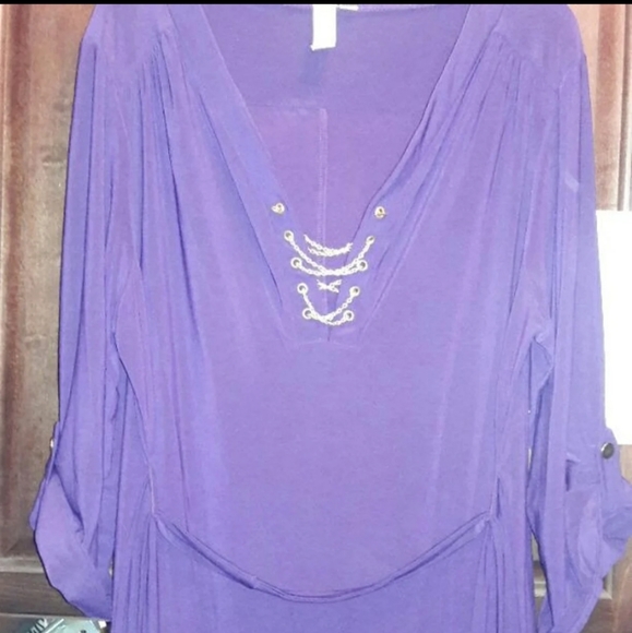 Belted Plum Purple Dress 2x - Picture 2 of 5